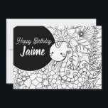Snake Kids Birthday Floral Coloring Holiday Card<br><div class="desc">Cute Personalized Birthday Card with botanical greenery and snake</div>