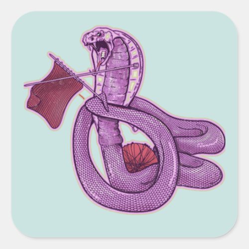 Snake Knitting Square Sticker