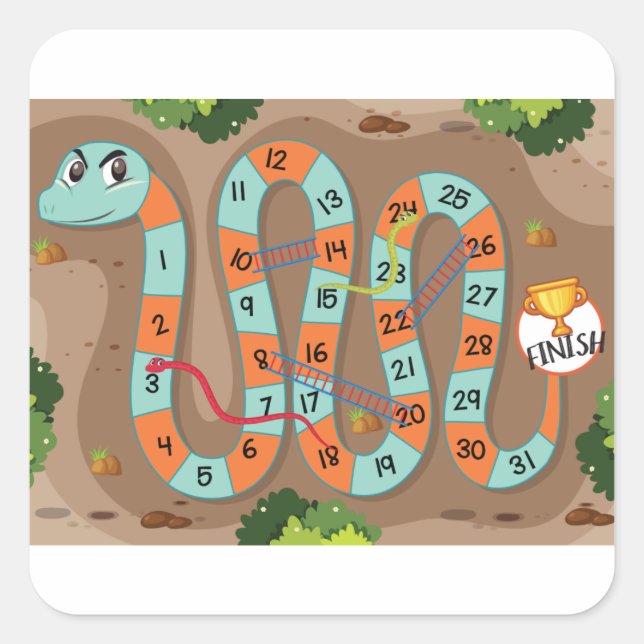 Snake Ladder Game Square Sticker (Front)