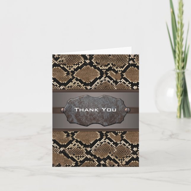 Snake Leather Masculine Thank You Note Card (Front)