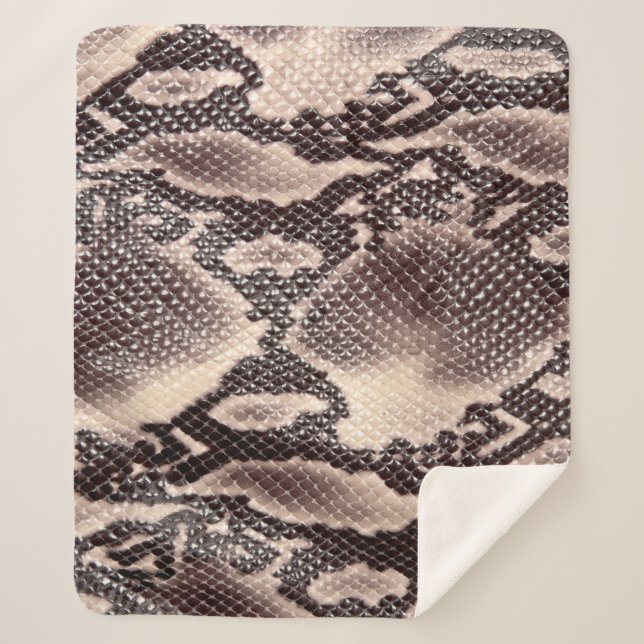 Snake leather: seamless brown texture sherpa blanket (Front)