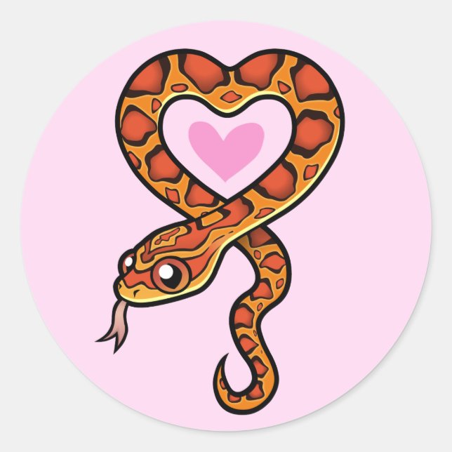 Snake Love Classic Round Sticker (Front)