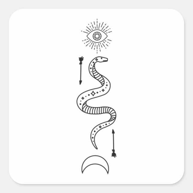 Snake Occultism Symbol Gothic Wicca Square Sticker (Front)
