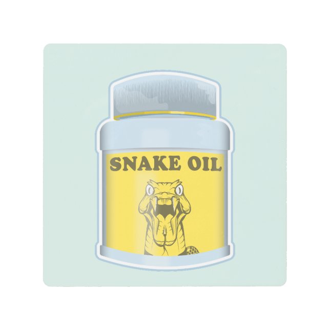 Snake oil alternative medicine metal print (Front)