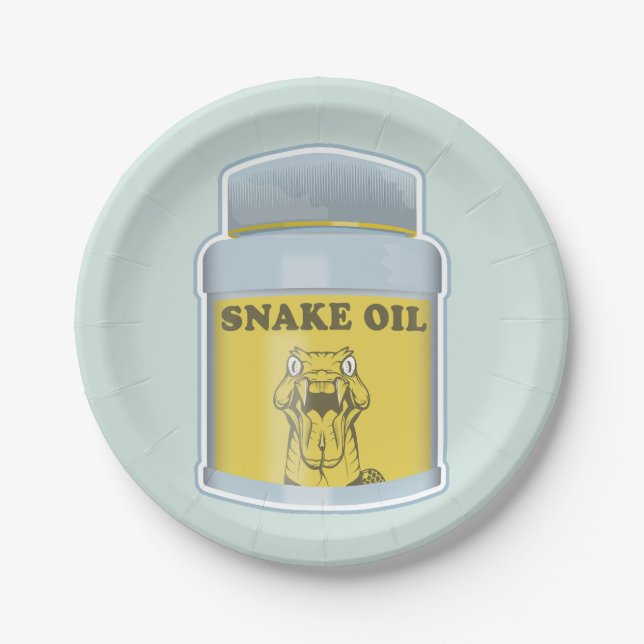 Snake oil alternative medicine paper plates (Front)