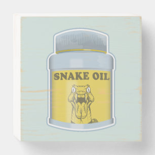 Snake oil alternative medicine wooden box sign