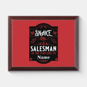 Snake oil salesman funny gifts for sales people a award plaque