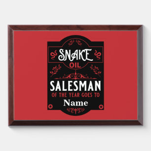 Snake oil salesman funny gifts for sales people award plaque