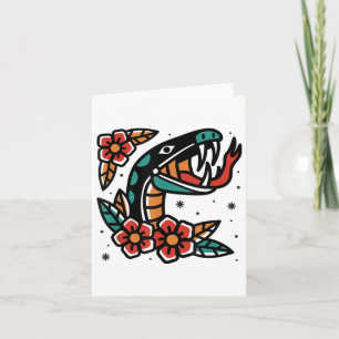 Snake Old School American Traditional Tattoo Flash Card