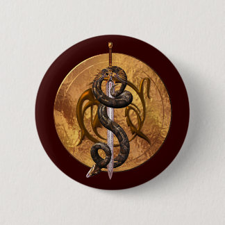 Snake on a Sword Pinback Button