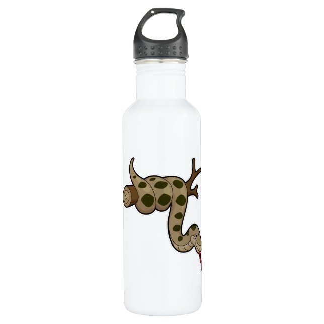 Snake on Branch Stainless Steel Water Bottle (Front)