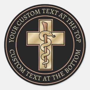 Snake on Cross Classic Round Sticker