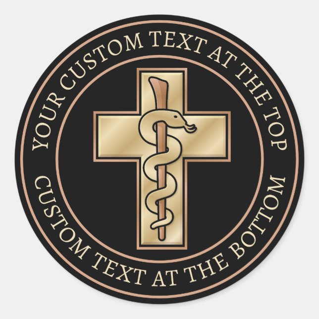 Snake on Cross Classic Round Sticker (Front)