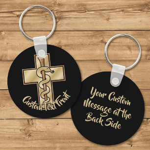 Snake on Cross Keychain