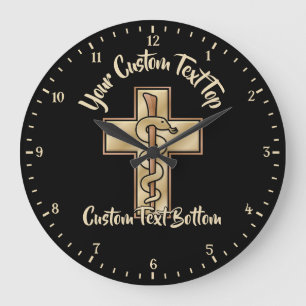 Snake on Cross Large Clock