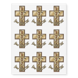 Snake on Cross Temporary Tattoos