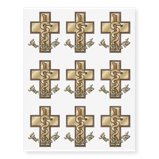 Snake on Cross Temporary Tattoos (Front)
