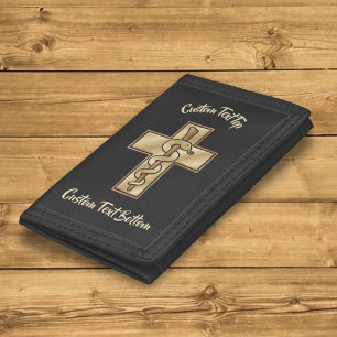 Snake on Cross Tri-fold Wallet