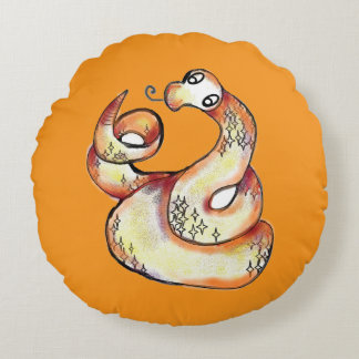 snake on orange round pillow