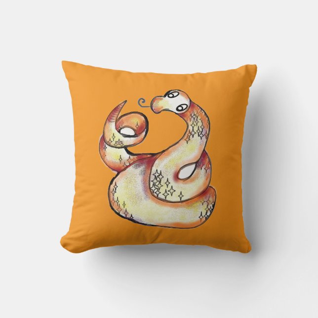 snake on orange throw pillow (Front)