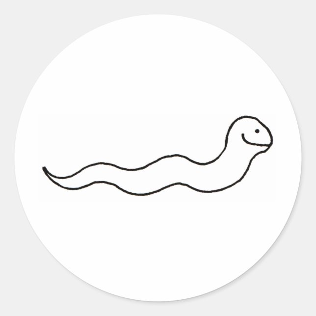 Snake or Worm - Fun line drawing art symbol logo Classic Round Sticker (Front)