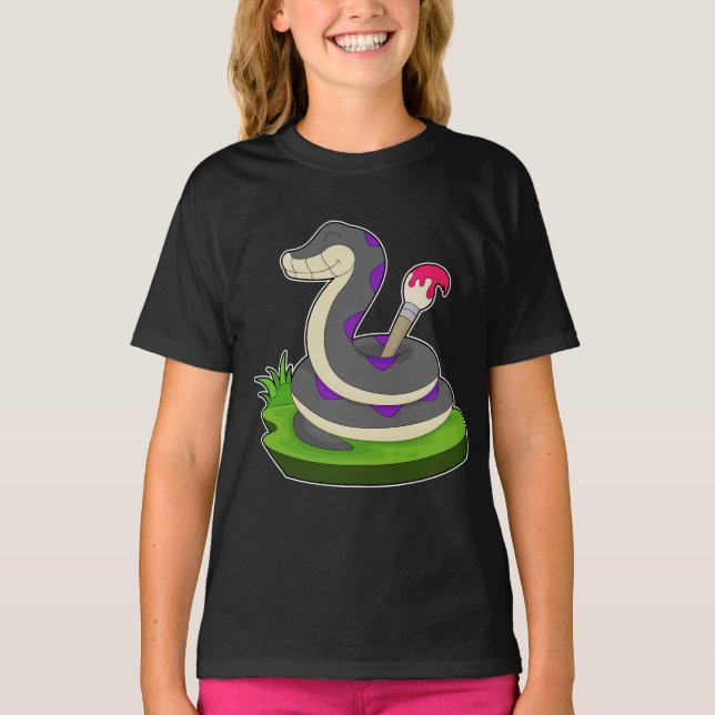 Snake Painter Paint brush Painting T-Shirt (Front)