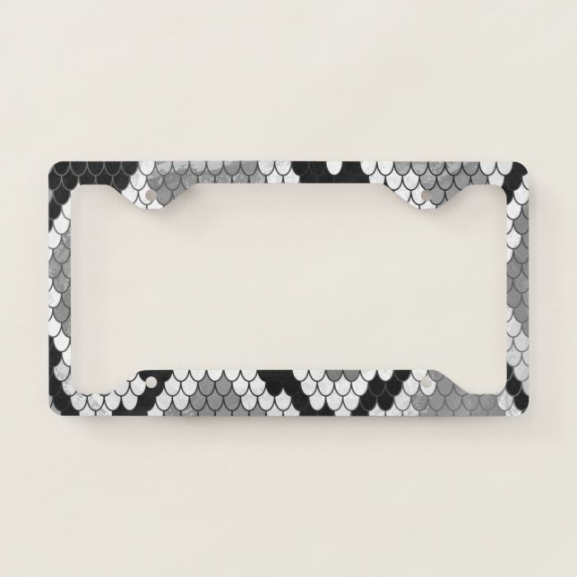 Snake Pattern Gray License Plate Frame (Front)