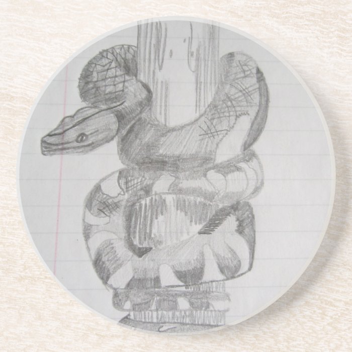 Snake Pencil Drawing Beverage Coasters