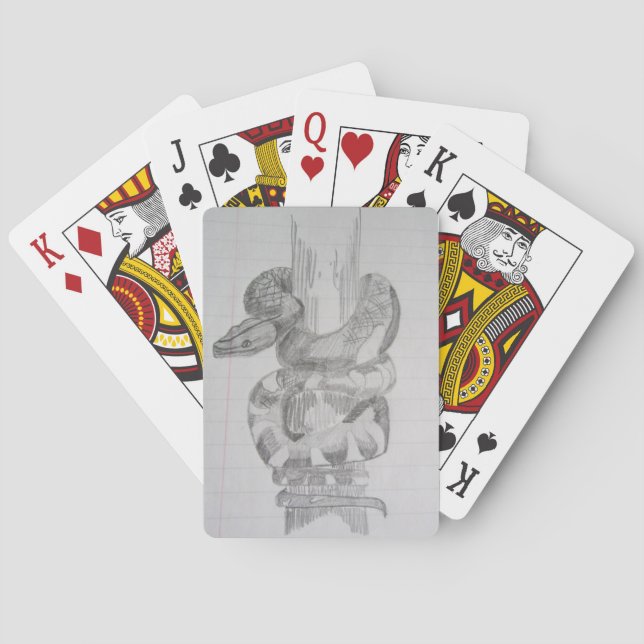Snake Pencil Drawing Poker Cards (Back)