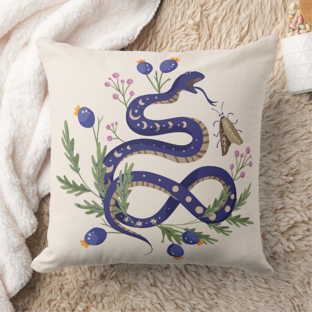 Snake Pillow with Floral Botanical Design– Unique (Blanket)