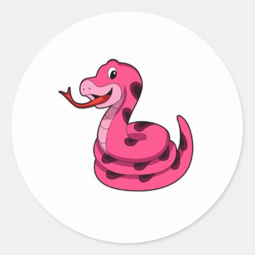 Snake Pink Classic Round Sticker