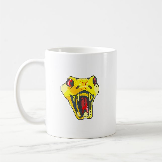Snake pixel art gold coffee mug (Left)