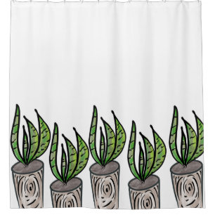 Snake Plant Hand Drawn Illustration Shower Curtain