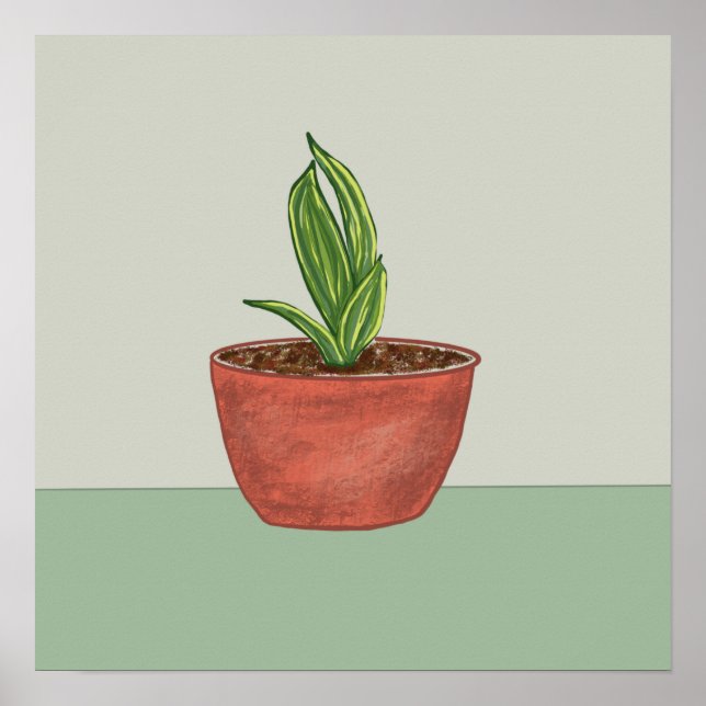 Snake Plant Illustration Poster (Front)