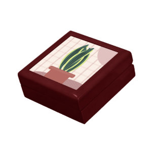 Snake Plants on Plaid Blush Background Pink Gift Box