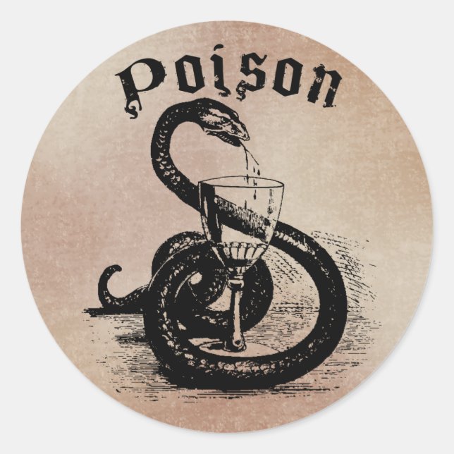 Snake Poison Halloween Gothic Classic Round Sticker (Front)