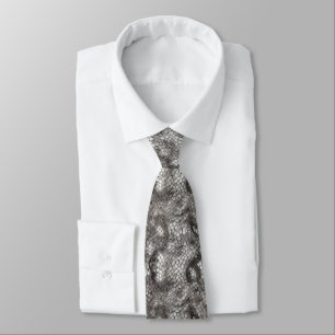 Snake print in gray and silver pattern neck tie