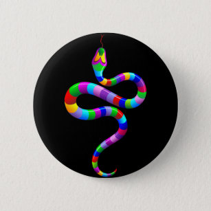 Snake Psychedelic Rainbow Button