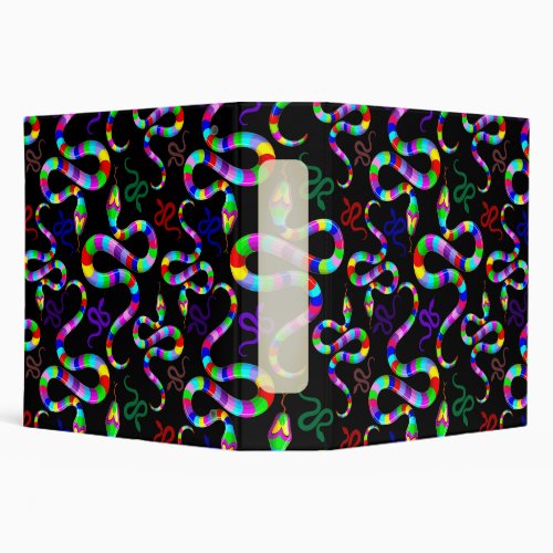 Snake Psychedelic Rainbow Colors 3 Ring Binder