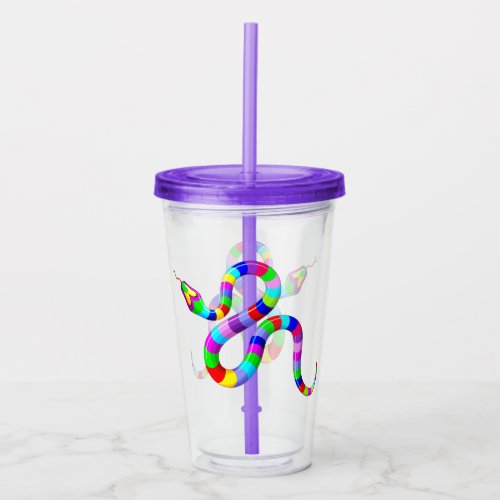 Snake Psychedelic Rainbow Colors Acrylic Tumbler