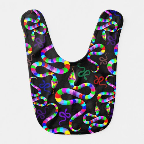 Snake Psychedelic Rainbow Colors Baby Bib