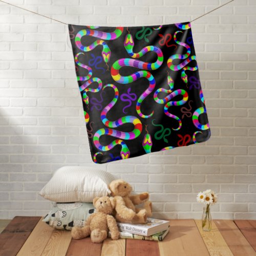 Snake Psychedelic Rainbow Colors Baby Blanket