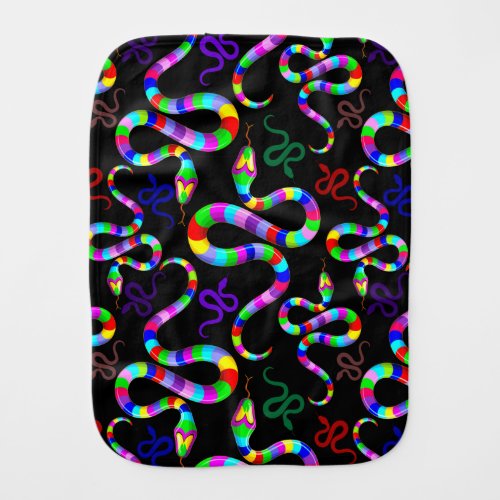 Snake Psychedelic Rainbow Colors Baby Burp Cloth