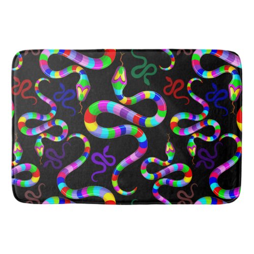 Snake Psychedelic Rainbow Colors Bath Mat