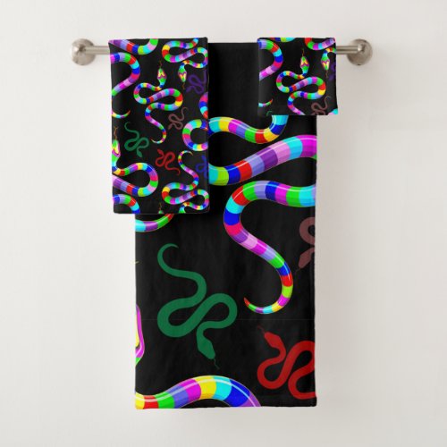 Snake Psychedelic Rainbow Colors Bath Towel Set