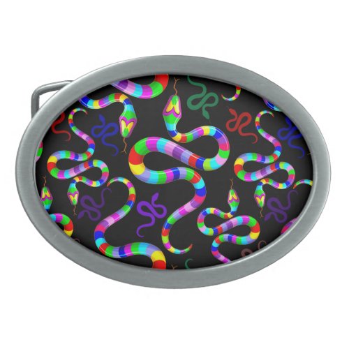 Snake Psychedelic Rainbow Colors Belt Buckle