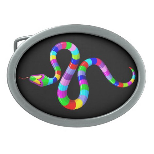 Snake Psychedelic Rainbow Colors Belt Buckle