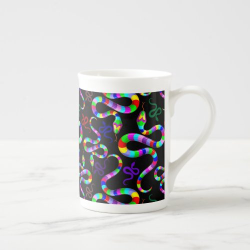 Snake Psychedelic Rainbow Colors Bone China Mug