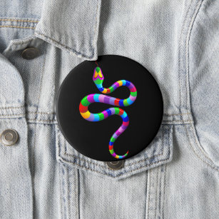 Snake Psychedelic Rainbow Colors Button