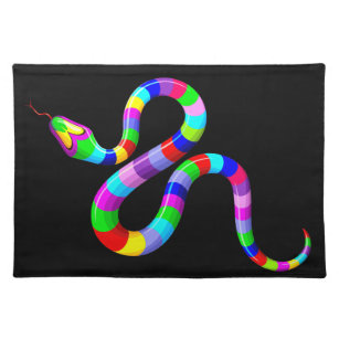 Snake Psychedelic Rainbow Colors Cloth Placemat